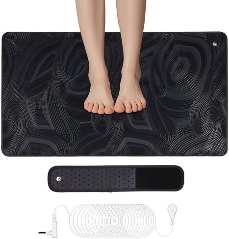 بساط التأريض للنوم والطاقة والتوازن والعلاج المتصل بالأرض. تخفيف الألم والتوتر، استمتع بتأثير التأريض في الداخل، حزام المعصم التأريض، طقم بساط التأريض الهندسي (23.6 × 13 بوصة) in Kuwait