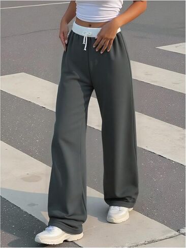 Girl's 2 Pack Sweatpants Elastic Wasited Wide Leg Trousers Casual Athletic Pants in Saudi Arabia