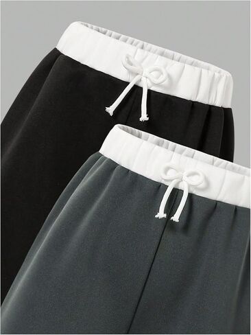Girl's 2 Pack Sweatpants Elastic Wasited Wide Leg Trousers Casual Athletic Pants in Saudi Arabia