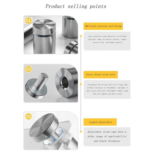 8PCS Stainless Steel Sign Standoff Screws 1x1inch Advertising Screws Sign Holder Glass Acrylic Nail in Saudi Arabia