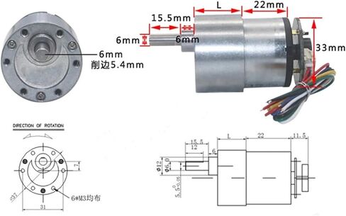 JGB37-520 Hall Encoder Miniature DC Geared Motor 6V12V Forward And Reverse 6RPM~1590RPM With Speed Measurement(Motor and Bracket,12V 76RPM) in Saudi Arabia