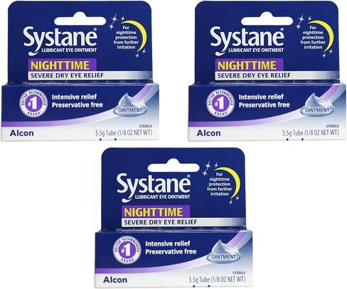 Systane Nighttime Lubricant Eye Ointment 3.50 g (3 Pack) Lubricates and Comforts Dry Eyes Preservative-Free Rich Ointment for Nighttime Relief in Kuwait