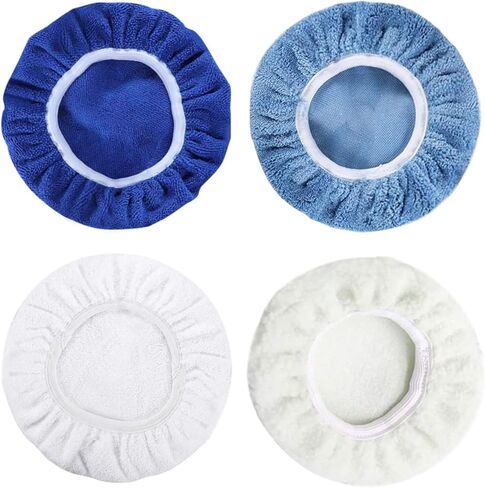 6in Car Polisher, 8pcs Wool, Cotton, Microfiber, Fleece Buffing Pad Bonnet Set for Waxing, Cleaning, with 3pcs Car Polishing Pad Bonnet for Polishing, Fits 6in Polisher in Saudi Arabia