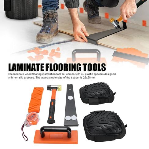 Mumusuki 45Pcs Laminate Wood Flooring Installation Kit, Plank Installation Kit with Double Faced Soft Mallet Pull Bar Tapping Block for LVP LVT Hardwood Spc Flooring in Saudi Arabia