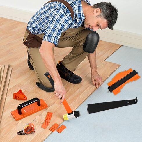 Mumusuki 45Pcs Laminate Wood Flooring Installation Kit, Plank Installation Kit with Double Faced Soft Mallet Pull Bar Tapping Block for LVP LVT Hardwood Spc Flooring in Saudi Arabia