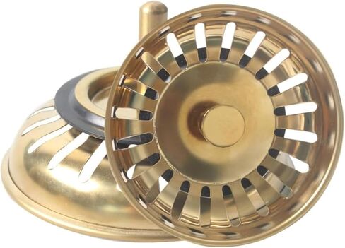 2 حزمة من مصفاة المغسلة الذهبية مجموعة قابس التصريف 304 من الفولاذ المقاوم للصدأ 3.27 بوصة سدادة سلة مقاومة للصدأ مع سدادة مطاطية لأحواض المطبخ in Kuwait