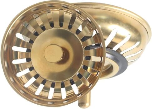 2 حزمة من مصفاة المغسلة الذهبية مجموعة قابس التصريف 304 من الفولاذ المقاوم للصدأ 3.27 بوصة سدادة سلة مقاومة للصدأ مع سدادة مطاطية لأحواض المطبخ in Kuwait