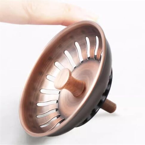 سدادة مصفاة حوض 83 مم من النحاس العتيق SUS304 من الفولاذ المقاوم للصدأ مع عمود نحاسي 8 مم للتخلص من حوض المطبخ in Kuwait