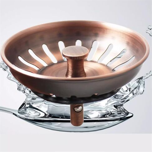 سدادة مصفاة حوض 83 مم من النحاس العتيق SUS304 من الفولاذ المقاوم للصدأ مع عمود نحاسي 8 مم للتخلص من حوض المطبخ in Kuwait