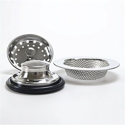 مجموعة مصفاة حوض من الفولاذ المقاوم للصدأ مكونة من 3 قطع مع غطاء سدادة تصريف وواقي من الرذاذ مقاس 4.4 بوصة و3.4 بوصة و3.1 بوصة فضي للتخلص من نفايات المطبخ in Kuwait