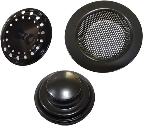 مجموعة مصفاة حوض من الفولاذ المقاوم للصدأ مكونة من 3 قطع مع سدادة تصريف وواقي من الرذاذ مقاس 4.3 بوصة و3.3 بوصة و3.1 بوصة لأحواض المطبخ والتخلص من القمامة in Kuwait