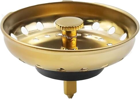 مجموعة مصفاة حوض المطبخ من الفولاذ المقاوم للصدأ باللون الذهبي مكونة من 3 قطع مع فلتر سلة سدادة وختم مطاطي لفتحة الحوض القياسية in Kuwait