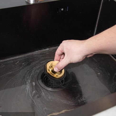 مجموعة مصفاة حوض المطبخ من الفولاذ المقاوم للصدأ باللون الذهبي مكونة من 3 قطع مع فلتر سلة سدادة وختم مطاطي لفتحة الحوض القياسية in Kuwait