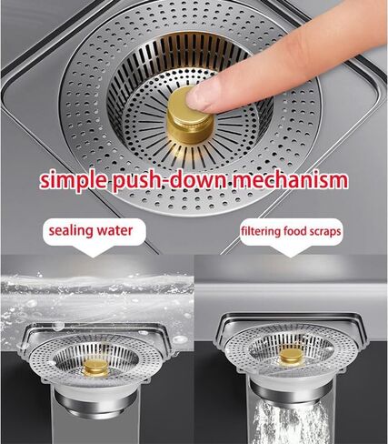 مصفاة حوض المطبخ من الفولاذ المقاوم للصدأ من ستيلم مع سلة كبيرة، لالتقاط الطعام لعرض الحوض 3-3.2 بوصة وعمق> 1.58 in Kuwait