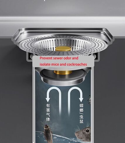 مصفاة حوض المطبخ من الفولاذ المقاوم للصدأ من ستيلم مع سلة كبيرة، لالتقاط الطعام لعرض الحوض 3-3.2 بوصة وعمق> 1.58 in Kuwait