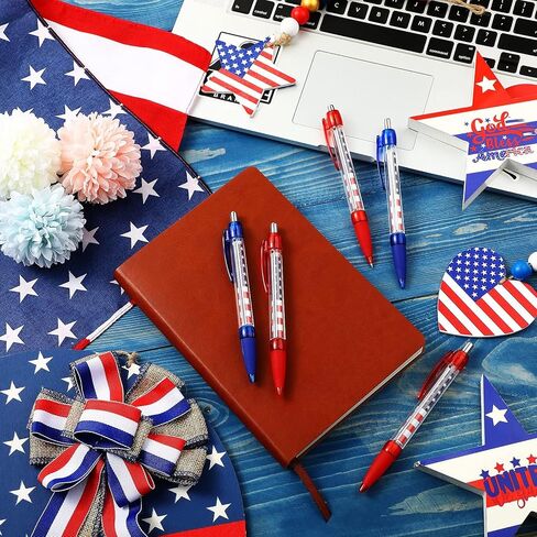 PLOIND PROON PEN American Flage Pens ، Day Day Retractable Pens ، Stars Stripes Flag Desk Accessories للهدايا التذكارية للولايات المتحدة الأمريكية ، الهدايا ، أخذ الملاحظات ، انتخاب الرئيس الأمريكي ، الحاضر في الرابع من يوليو (24 جهاز كمبيوتر) in Saudi Arabia