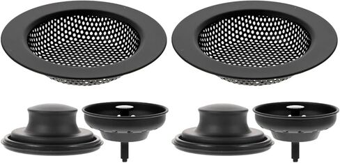 مجموعة مصفاة حوض من الفولاذ المقاوم للصدأ مكونة من 6 قطع مع سدادة تصريف وواقي من الرذاذ، 2 عبوة 4.3 بوصة 3.3 بوصة 3.1 بوصة لحوض المطبخ والتخلص من القمامة in Kuwait