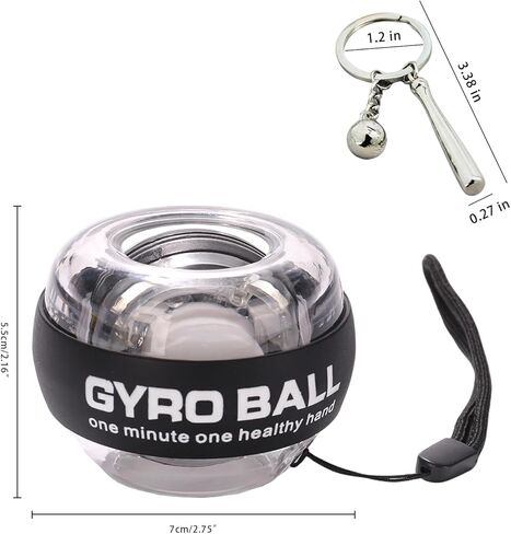 Hand Grip Strengthener Ball, Wrist Ball gyro ball Exerciser, Auto-Start Wrist Balls Hand Exerciser, Devices with LED Lights for Strengthening Arms, hand strengthening devices,powerball gyro exerciser (Baseball) in Saudi Arabia