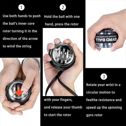 Hand Grip Strengthener Ball Wrist Ball gyro ball Exerciser Auto-Start Wrist Balls Hand Exerciser Devices with LED Lights for Strengthening Arms hand strengthening devices powerball gyro exerciser in Saudi Arabia
