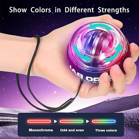 Hand Grip Strengthener Ball Wrist Ball gyro ball Exerciser Auto-Start Wrist Balls Hand Exerciser Devices with LED Lights for Strengthening Arms hand strengthening devices powerball gyro exerciser in Saudi Arabia
