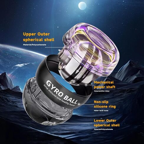 Hand Grip Strengthener Ball Wrist Ball gyro ball Exerciser Auto-Start Wrist Balls Hand Exerciser Devices with LED Lights for Strengthening Arms hand strengthening devices powerball gyro exerciser in Saudi Arabia