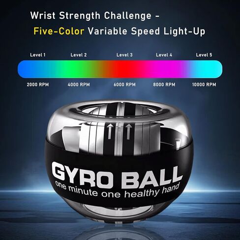 Hand Grip Strengthener Ball Wrist Ball gyro ball Exerciser Auto-Start Wrist Balls Hand Exerciser Devices with LED Lights for Strengthening Arms hand strengthening devices powerball gyro exerciser in Saudi Arabia