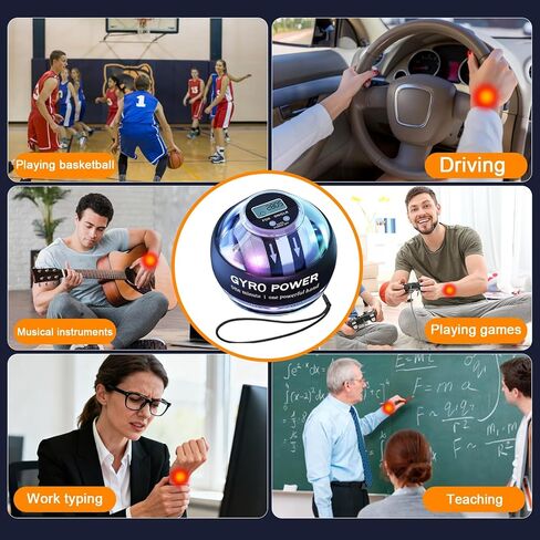 جهاز تمرين اليد على كرة المعصم، جهاز تمرين كرة المعصم مع عداد LCD، كرة عزم الدوران المعدنية لقوة القبضة، مقبض من السيليكون، مدرب المعصم والساعد للمنزل/المكتب، موديل جديد 2026 in Kuwait