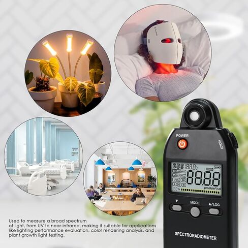 مقياس PAR 3 في 1 320-800 نانومتر PPFD يقيس كثافة ضوء PPFD/UVA/IR، مقياس PAR الكمي لمصابيح LED المتنامية، مقياس الطيف RGB متر 5000 ميكرومول/ثانية مع سجلات البيانات، تثبيت/MAX/MIN/AVG in Saudi Arabia