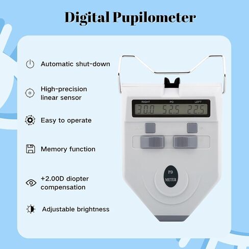 Optical Digital Pupilometer with Memory Function, LCD Display Pupillary Distance Meter, Diopter Compensation Pupil Distance Meter PD Measurement Tool in Saudi Arabia