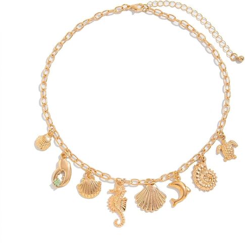 Seashell Necklaces for Women Big Starfish Shell Charm Chunky Gold Necklace Beach Jewelry for Women Summer Accessories in Kuwait