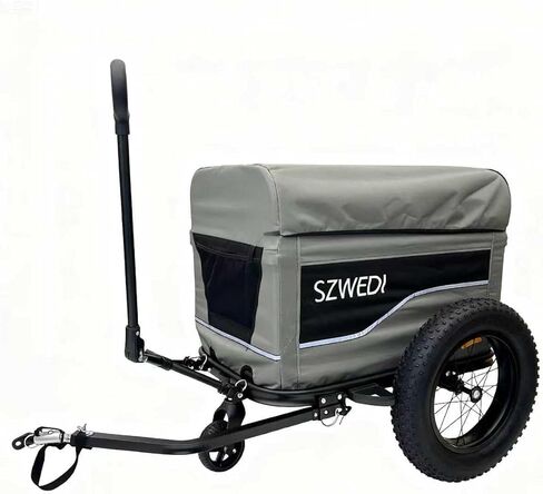 Bike Cargo Trailer&Hand Wagon,100 lbs Load Capacity, Heavy-Duty Bicycle Wagon Cart, Foldable Compact Storage & Quick Release with Universal Hitch, 16" Wheels in Kuwait