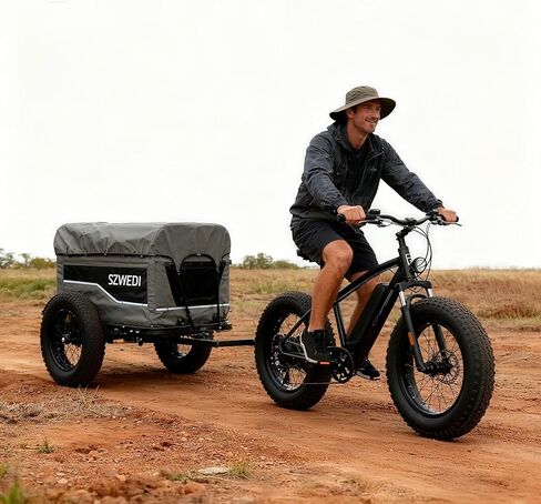 Bike Cargo Trailer&Hand Wagon,100 lbs Load Capacity, Heavy-Duty Bicycle Wagon Cart, Foldable Compact Storage & Quick Release with Universal Hitch, 16" Wheels in Kuwait