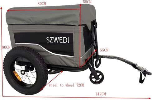 Bike Cargo Trailer&Hand Wagon,100 lbs Load Capacity, Heavy-Duty Bicycle Wagon Cart, Foldable Compact Storage & Quick Release with Universal Hitch, 16" Wheels in Kuwait