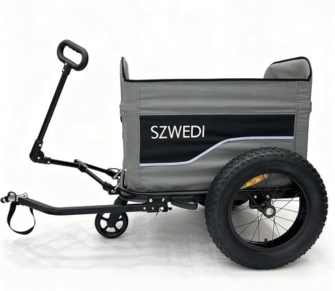 Bike Cargo Trailer&Hand Wagon,100 lbs Load Capacity, Heavy-Duty Bicycle Wagon Cart, Foldable Compact Storage & Quick Release with Universal Hitch, 16" Wheels in Kuwait