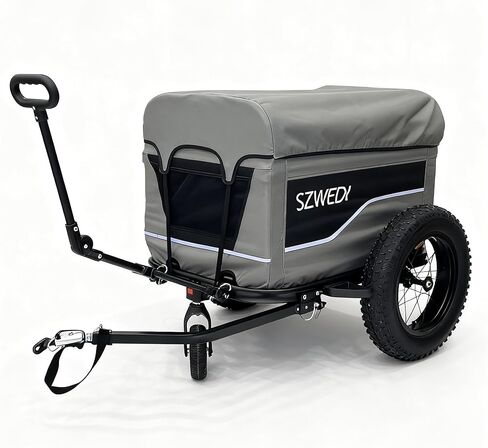 Bike Cargo Trailer&Hand Wagon,100 lbs Load Capacity, Heavy-Duty Bicycle Wagon Cart, Foldable Compact Storage & Quick Release with Universal Hitch, 16" Wheels in Kuwait