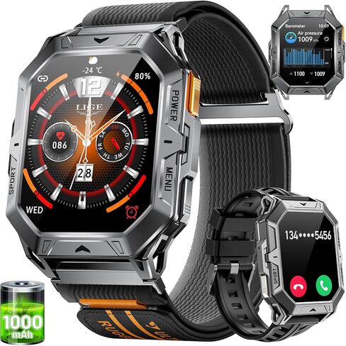 Smart Watches for Men with 100+Day Standbytime(1000mAh, Smart Watch with 2.13" AMOLED, Make/Answer Call, 110 Sports Modes, Military Waterproof, Sleep Monitor, iOS Android Fitness Tracker in Kuwait