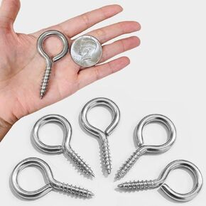 Walilea M6 x 2.5 بوصة 304 براغي عين من الفولاذ المقاوم للصدأ، خطافات عين بسعة 200 رطل، شديدة التحمل للتعليق في الأماكن المغلقة/الخارجية (20) in Kuwait