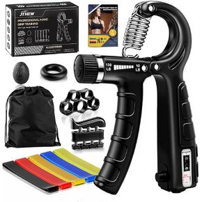 Grip Strength Trainer Kit (10-Pack): Adjustable Hand Gripper & Forearm Strengthener with Finger Stretcher, Ring, Stress Ball & 5 Bands for Muscle & Recovery. in Saudi Arabia