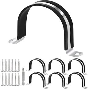 1-1/2 Inch pipe clamps, Pipe fixing clamp,304 Stainless Steel & Rubber Lining Pipe Strap Clamp (6pcs 40mm) in Kuwait