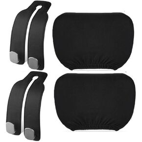 2pcs Universal Car Headrest Cover with Quick-Release Car Keychain, Soft Washable Dirt-Proof Car Head Rest Protector Reusable Flexible Vehicle Accessories for Most Vans Trucks (Black) in Kuwait