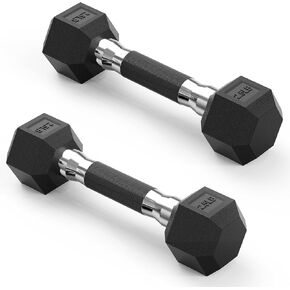 PAPABABE Hex Dumbbell Set with Rubber Grip 2.5-125lb, Odorless Rubber Coated Weight Fixed Dumbbells Set of 2, Weights for Women at Home, Hand Weights for Home Gym & Strength Training,Pesas Para Ejercicios in Saudi Arabia