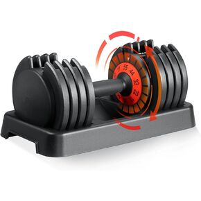 SKOK 25/55 lbs Pair Adjustable Dumbbells Set, Adjustable Weights Dumbbells Set for Men and Women with Anti-Slip Fast Adjust Weight by Turning Handle Dumbbell with Tray in Kuwait