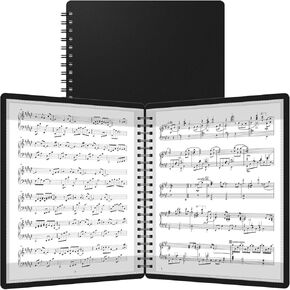 HOUYEE 1 Pack Sheet Music Folder,Spiral Binder Organizer for Music Stand,40 Plastic Sleeves Display 80 Pages, Fits Letter Size 8.5 x 11 Inch, Piano Sheet Music Holder For Choral Band Orchestra (Black) in Kuwait