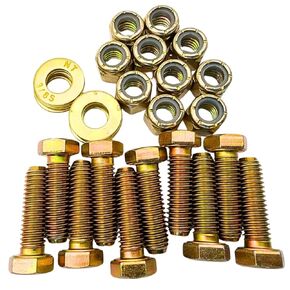 3/8"-16 x 1-1/4" Grade 8 Bolts (10-Pack) – Heavy-Duty Hex Bolts Includes Flat Washers & Nylon Lock Nuts – High-Strength SAE Anti-Vibration 1.25" Coarse Bolts for Automotive, Machinery & Construction in Kuwait