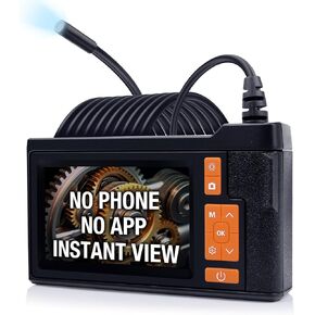 كاميرا بوريسكوب مع ضوء، منظار داخلي بشاشة IPS 4.3 بوصة، كاميرا فحص بدون هاتف بدون تطبيق مع ضوء، كابل شبه صلب بطول 16.4 قدم، منظار صناعي 8 LED مع بطاقة 32 جيجابايت لفحص السيارات والأنابيب والمنزل in Kuwait