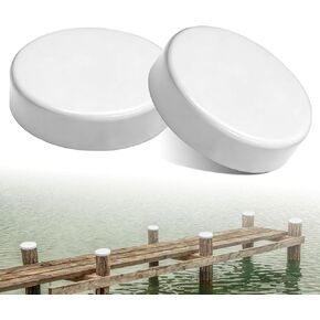 Dock Piling Caps, 9" Flat Top Design Piling Cover, Dock Post Cap Round, Fence Post Piling Cap, for Marine Docks Post Pole/Pylon Pipe (2 Pack, White) in Saudi Arabia