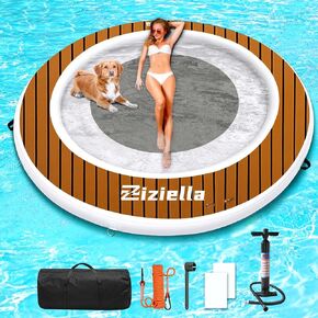 Inflatable Floating Water Hammock, 8ft/10ft Round Floating Ring for Adults Kids with Mesh, 6 inch Thick Floating Platform River Floats Dock for Pool Ocean Lake Beach in Saudi Arabia