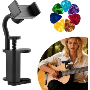Guitar Phone Holder Adjustable & 360° Rotatable Guitar Mount for Guitars/Ukulele,Adjustable Phones Holder for 6-10cm Thick,for Digital Sheet Music,Live Streaming in Kuwait
