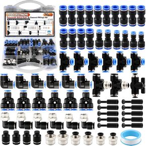70PCS Air Hose Push to Connect Fittings Kit,1/4 1/8 3/8 1/2",NPT Thread Pneumatic Air Line Quick Coneect Quick Release Assortment for Fluid Transfer,Industry Air System,Automotive in Kuwait