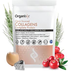 Organixx Clean Sourced Collagen Peptides Powder with Vitamin C, Types I, II, III, V, X Hydrolyzed Collagen, Hair, Nail, Skin, Bone & Joint Health, Aging Support, Gluten Free, Unflavored, 20 Servings in Kuwait